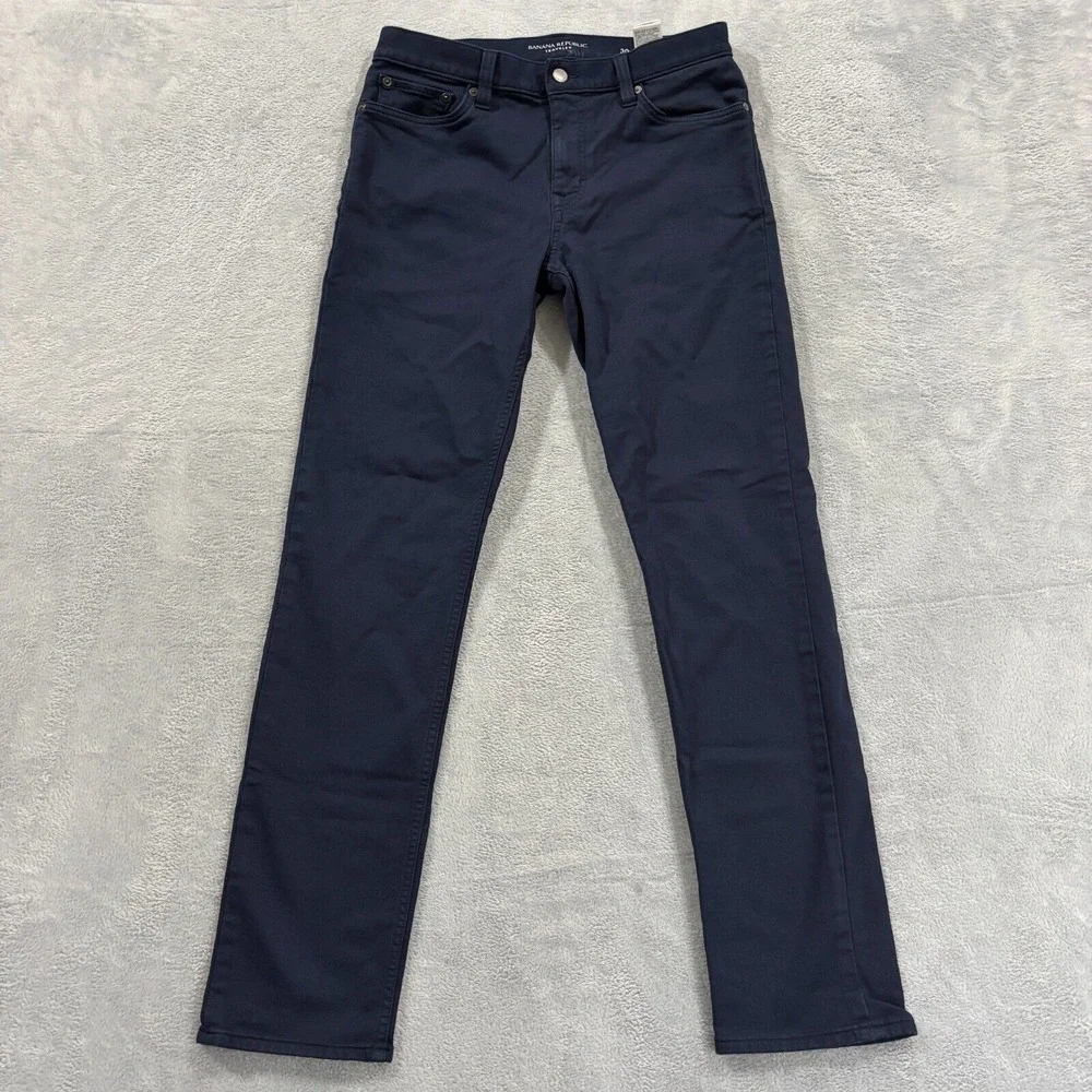 Banana Republic Jeans Mens 30x30* Blue Slim Fit TRAVELER Denim Pants Zip Fly‎